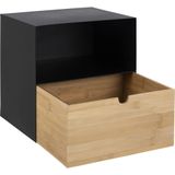 AC Design Furniture Jeppe nachtkastje, H: 30 x B: 30 x D: 25 cm, zwart, metaal/bamboe, 1 st.