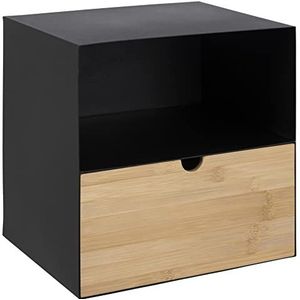 AC Design Furniture Jeppe Nachtkastje van metaal/bamboe, 30 x 30 x 25 cm, zwart