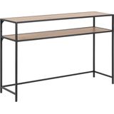 AC Design Furniture Jörn Rechthoekige consoletafel met 1 plank, plank in wildeiken-look en zwart metalen frame, veelzijdig woonkamermeubilair, kleine kamermeubels, orde, thuiskantoor