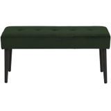 Modern compact fluwelen groene halbank met zwarte poten - 95 x 38 x 45 cm