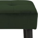 Modern compact fluwelen groene halbank met zwarte poten - 95 x 38 x 45 cm