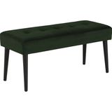 Modern compact fluwelen groene halbank met zwarte poten - 95 x 38 x 45 cm