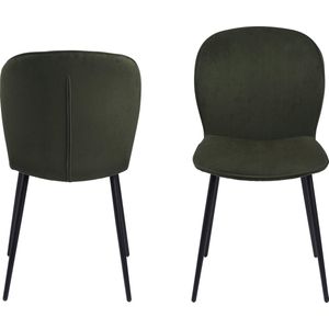 AC Design Furniture Edite eetkamerstoelen, van stof en metaal, 82 x 43 x 58,5 cm, olijfgroen, 2 stuks