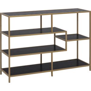 AC Design Furniture Jörn Asymmetrisch boekenkast met 4 planken, H: 78 x B: 114 x D: 35 cm, zwart essenlook/goud, hout/metaal, 1 st.