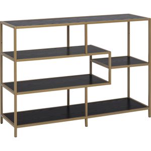 AC Design Furniture Jörn boekenkast met 4 planken 78 x 114 x 35 cm (HxBxD) zwart / essenhout / goud / melamine / metaal