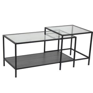 Salontafel Bronx Glas Zwart Set van 2 - Giga Living