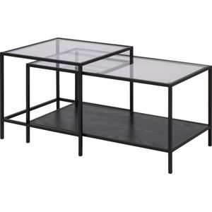 Giga Living - Bronx - Salontafel Set Van 2 - Zwart - Glas