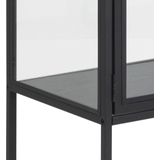 Vitrinekast Assel - MDF - Zwart - 77x150x35 cm (BxHxD)