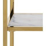 Sidetable Anika 80x26cm 1 legplank - wit marmer/ goud