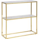 AC Design Furniture Antje Consoletafel met 1 plank L 79,5 L 26 H 80,5 cm glas / metaal wit/goud 1 stuk