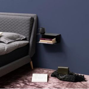 AC Design Furniture Jeppe Rechthoekig wandrek, set van 2, minimalistisch wandrek van zwart metaal met 2 legplanken, perfect voor woonkamer, kantoor, slaapkamer, keukenrek