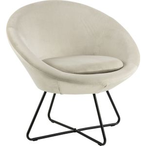AC Design Furniture Colin relaxstoel, H: 81 x B: 82 x D: 71 cm, lichtbeige/zwart, fluweel/metaal, 1 st.