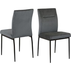 AC Design Furniture Set van 2 eetkamerstoelen, Dani, eetkamerstoelen, donkergrijs/zwart, 90,5 x 45 x 55 cm