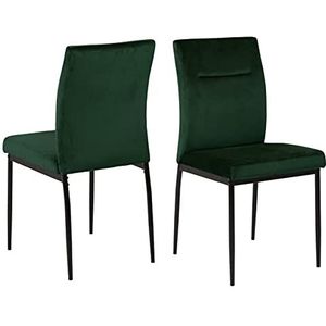 AC Design Furniture Set van 2 eetkamerstoelen Dani, donkergroen/zwart, 90,5 x 45 x 55 cm