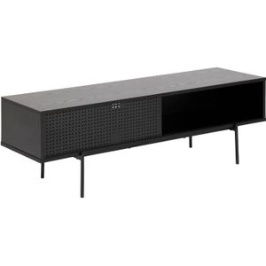 AC Design Furniture Augusta TV-tafel met schuifdeur H 44,5 x B 140 x 40 cm zwart essenzwart melamine/metalen rooster