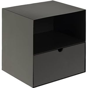 Hellin - Joliet Nachttisch Wandbehang mit 1 Regal und 1 Schublade schwarz.