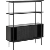 AC Design Furniture Augusta boekenkast met een plank en gesloten vak, H: 113,8 x B: 94 x D: 27 cm, zwart, melamine/metaal, 1 st.