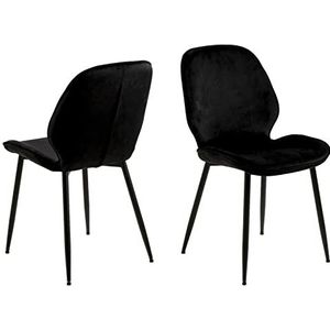 AC Design Furniture Set van 2 eetkamerstoelen, stof en metaal, zwart, 85 x 47,5 x 57,5 cm