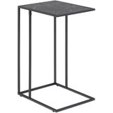 AC Design Furniture Ingelise rechthoekige bijzettafel, zwart tafelblad in marmer-look met zwarte metalen poten, industrieel design bijzettafel, marmeren bijzettafel voor woonkamer
