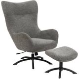 Fauteuil Marc Antraciet met Voetenbank - Giga Living