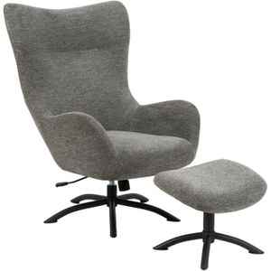 Fauteuil Marc Antraciet met Voetenbank - Giga Living