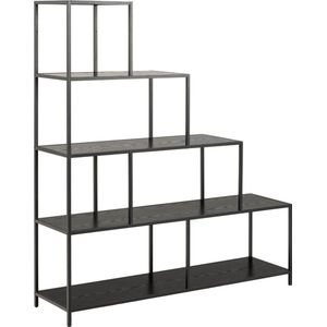 Boekenkast Bronx MDF Zwart 135x150cm - Giga Living