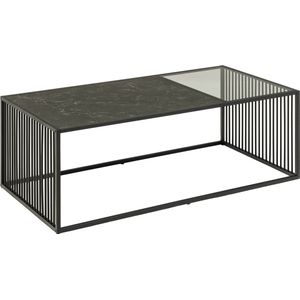 Bendt Salontafel 'Esme' Marmerlook en Rookgla - 120 X 60c - Kleur Zwart