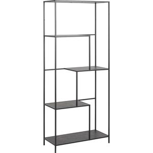 Boekenkast Bodmin MDF Zwart 72x170cm - Giga Living