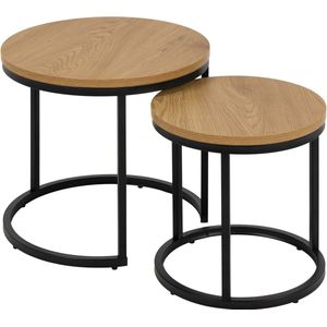 AC Design Furniture - Spencer - Ronde Bijzettafelset - Wild Eiken - Zwarte Metalen Poten