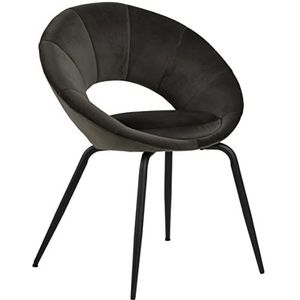 AC Design Furniture Juliane Eetkamerstoelen, set van 2 stuks, donkergroene gestoffeerde stoelen met fluwelen bekleding en metalen poten, ronde stoelen in moderne retrostijl, eetkamermeubels
