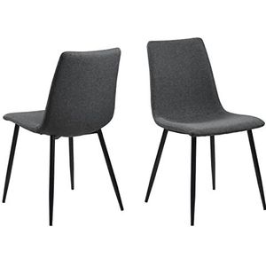 AC Design Furniture Vera Eetkamerstoelen, set van 4 stuks, grijze stof en zwarte metalen poten, keuken-eetkamerstoelen, thuiskantoorstoel zonder wieltjes, accentstoel voor hal