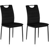 AC Design Furniture Drew fluwelen eetkamerstoelen, set van 4 stuks, zwarte stof en zwarte metalen poten, functioneel design, comfortabele eetkamerset, accentstoel voor hal, thuiskantoor