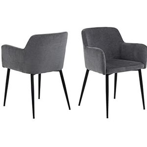 AC Design Furniture Karla Eetkamerstoelen met gevoerde rugleuning, moderne stijl, gevoerde stoffen zitting met zwarte metalen poten, bureaustoel zonder wielen