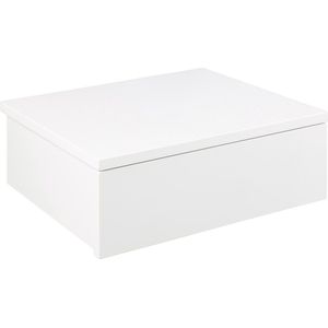 AC Design Furniture Asta Wit vierkant nachtkastje met 1 lade, voor wandmontage, minimalistisch ontwerp, organisatie van de slaapkamer, B: 37 x H: 13 x D: 32 cm