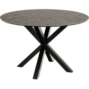 Eettafel Fairbanks rond 119cm zwart keramiek met metaal