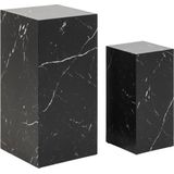 AC Design Furniture Dicte Set van 2 zwarte marmeren sokkels, rechthoekige bloemenzuil, decoratieve zuil voor sculpturen, woonkamermeubels, 25, 50, 25 cm, bewerkt hout, H 70 x B 35 x D 35