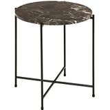 AC Design Furniture Agnar Ronde bijzettafel met gepolijst echt Turks marmer in bruin en zwart metalen voetstuk, 42 x H: 45 cm, kleine lamptafel met echt marmer, bruine accenttafel