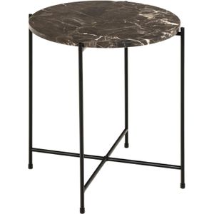 AC Design Furniture - Agnar - Bijzettafel - Bruin - Echt Marmer - Ø 42 x H 45 cm