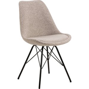 AC Design Furniture Emanuel Set van 2 eetkamerstoelen in beige, gevoerde zitting en zwarte metalen poten, moderne keukenstoelen, eetkamermeubels, B: 48,5 x D: 54 x H: 85,5 cm