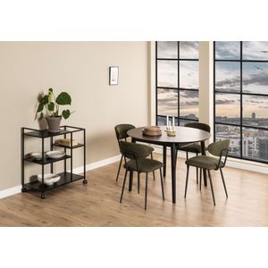Montreux Ronde Eettafel - Zwart Eikenfineer, Uitschuifblad - 115/x75cm