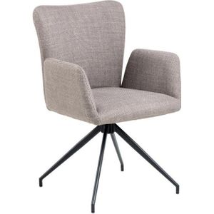 AC Design Furniture Laurikke Eetkamerstoelen, set van 2 stuks, lichtgrijs-bruin, keukenstoelen met draaifunctie, beklede stoelen in structuurstof en zwarte metalen voet, elegante accentstoelen,