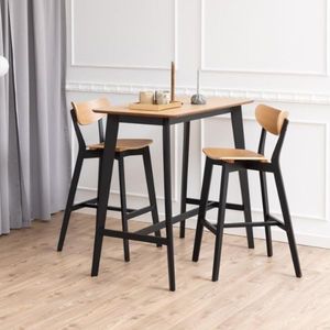 AC Design Furniture Roxanne Bartafel met eikenfineer tafelblad en zwarte houten poten, contrastrijke hoge tafel in moderne retrostijl, barmeubels, keukenmeubelen, B: 120 x H: 105 x D: 60 cm