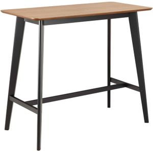 AC Design Furniture Roxanne bartafel met eikenfineer tafelblad en zwarte houten poten, contrastrijke moderne retrostijl hoge tafel barmeubels keukenmeubel, B: 120 x H: 105 x D: 60 cm