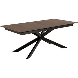 Noorlicht Ties uitschuifbare eettafel keramiek bruin mat 200-240x100x76cm