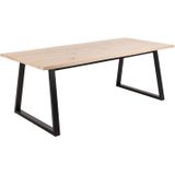 Eettafel Jurby Live Edge Wit Eiken Veneer 220cm - Giga Living - Metaal/MDF