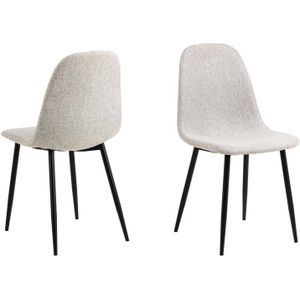 AC Design Furniture Celica Eetkamerstoelen, set van 4 met overtrek in lichtgrijs en zwarte stalen poten, keukenstoelen zonder armleuning, eetkamermeubels, stof, grijs, H: 86 x B: 44 x D: 54 cm