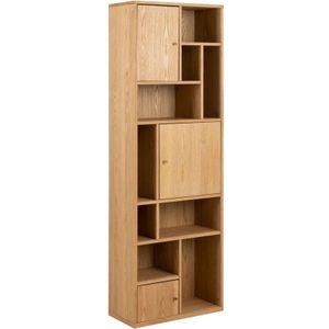 Giga Living - Huub - Boekenkast - Naturel Hout - 3-Deuren - 60,5x30x180cm