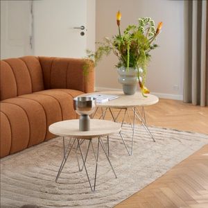 Giga Living Bijzettafel Hermansonx55x41,4 cm - Beige Travertin