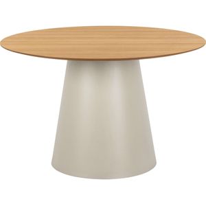 Giga Living - Eettafel Sjors - Naturel/Grijs - Eikenfineer Mat Ø120x75cm
