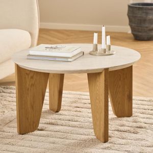 Salontafel Derk - Beige - MDF - Ø80x45cm